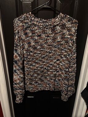 Maurices Multicolor Knit Crewneck Sweater - Navy, Brown, White